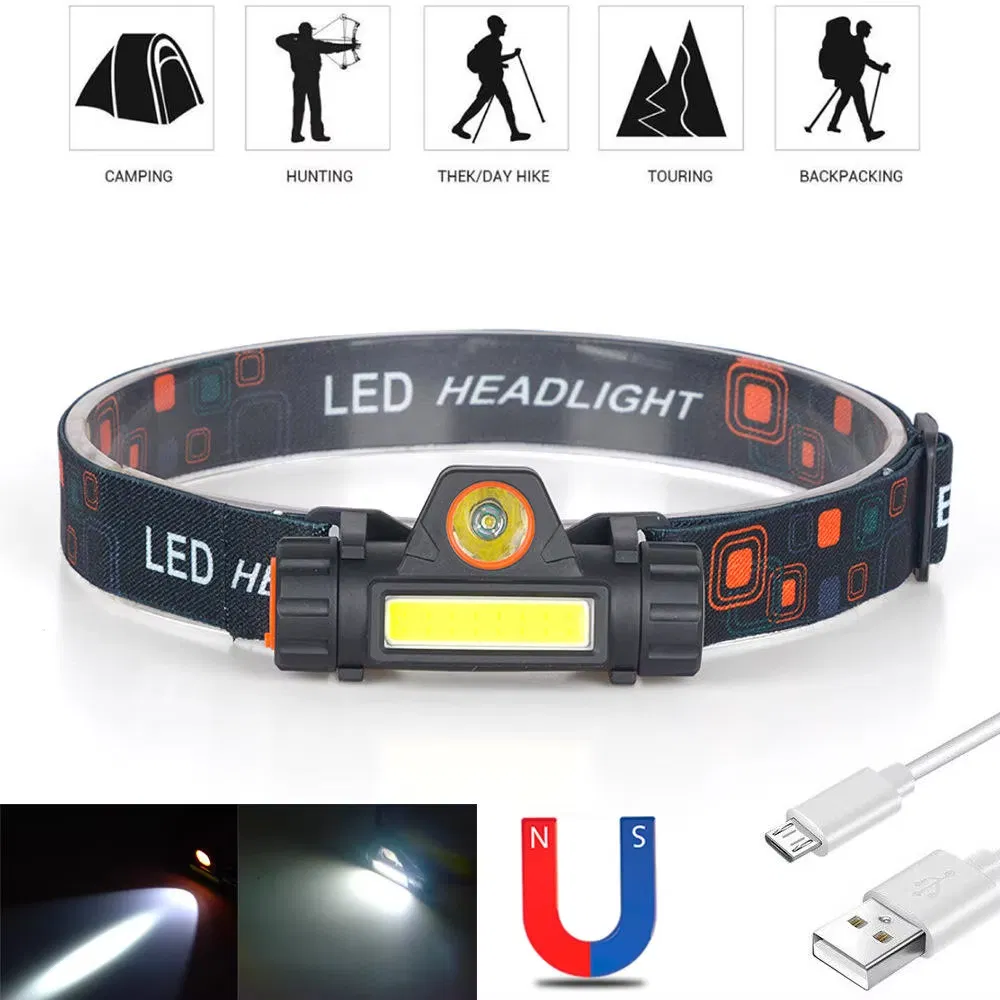 Linterna frontal recargable para camping
