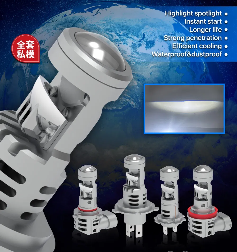 Nuevos 60W Faros LED de Alta y Baja con Lente 9005 9007 H7 H11 Lámpara de Lente Ojo de Pez H7 Luz de Niebla Proyector LED Blanca Accesorios para Automóviles