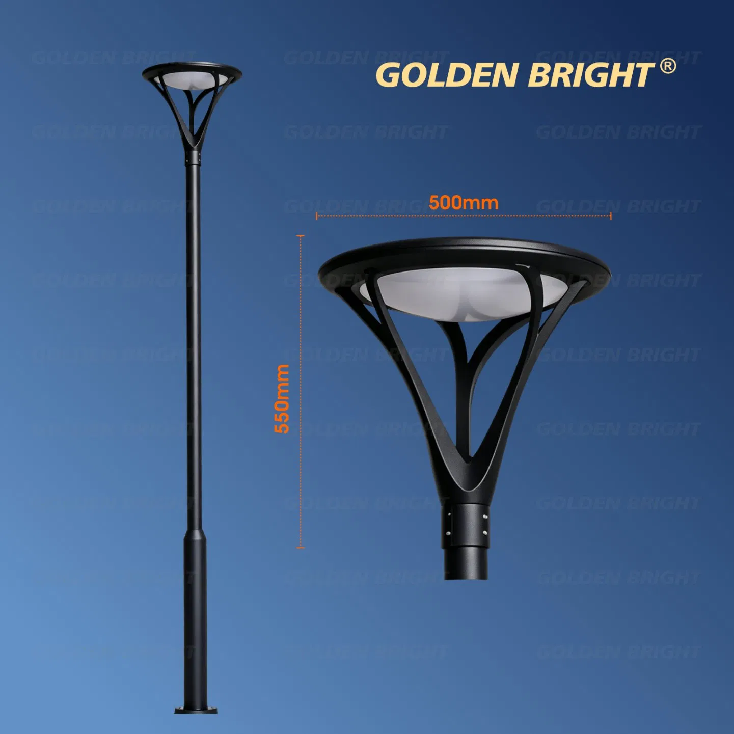 Lámpara de Jardín de Aluminio Brillante Dorado GB-G41 Estructura Profesional Impermeable para Exteriores