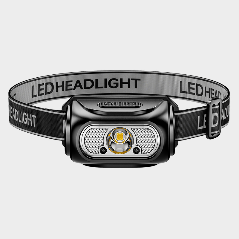 Linterna frontal activada por sensor de modo múltiple, carga rápida tipo C, fuente de luz dual 230lm brillante faro LED con luz estroboscópica roja de autoconfianza
