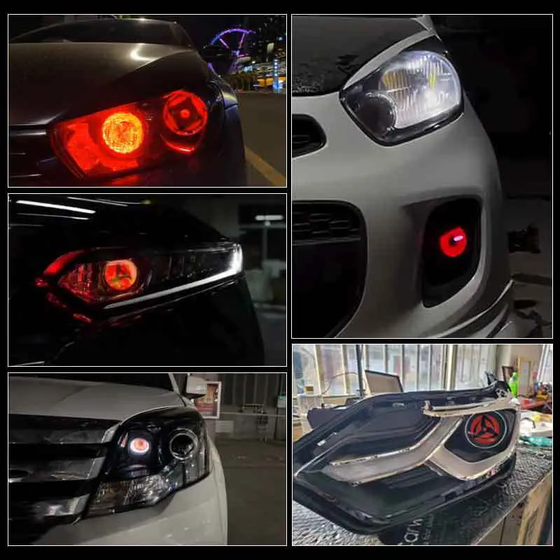 Lente proyector decorativo de ojos de diablo para faros de coche, decoración de accesorios automotrices