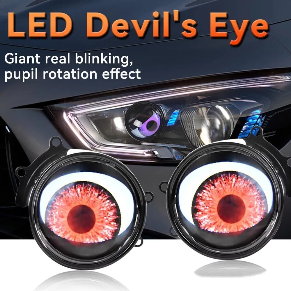 Lente proyector decorativo de ojos de diablo para faros de coche, decoración de accesorios automotrices
