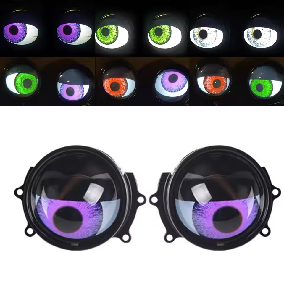 Lente proyector decorativo de ojos de diablo para faros de coche, decoración de accesorios automotrices
