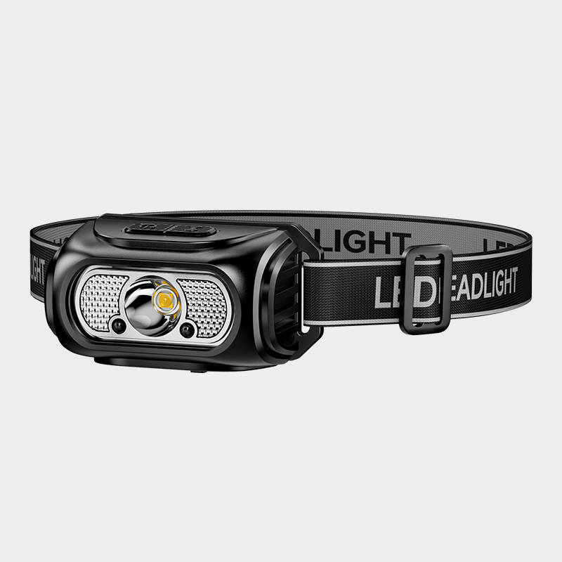 Linterna frontal activada por sensor de modo múltiple, carga rápida tipo C, fuente de luz dual 230lm brillante faro LED con luz estroboscópica roja de autoconfianza
