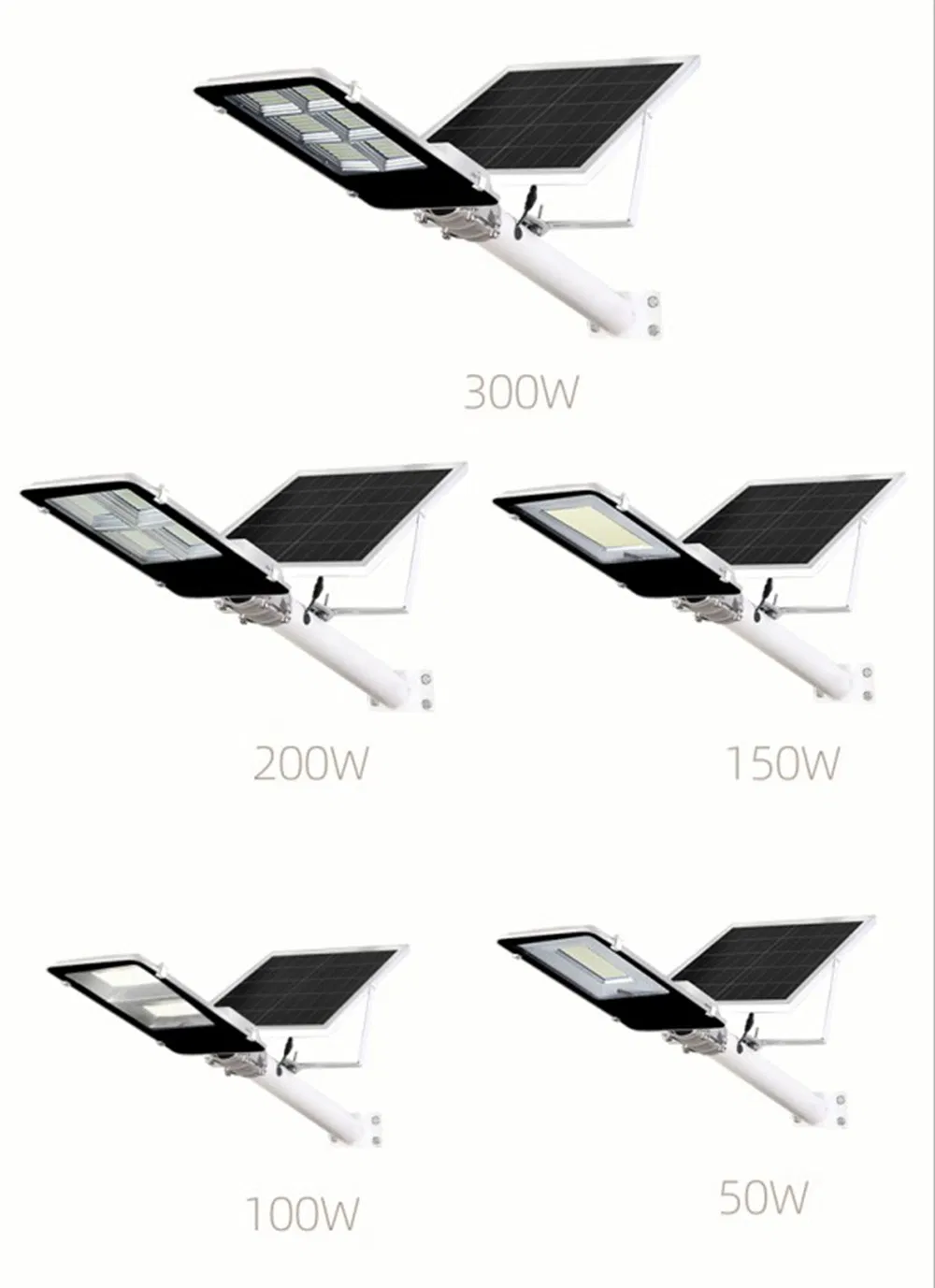 Luz Solar de Calle LED Exterior Dividida 30W 60W 90W 120W Carcasa de Aluminio Larga Duración Luz Solar para Camino Jardín