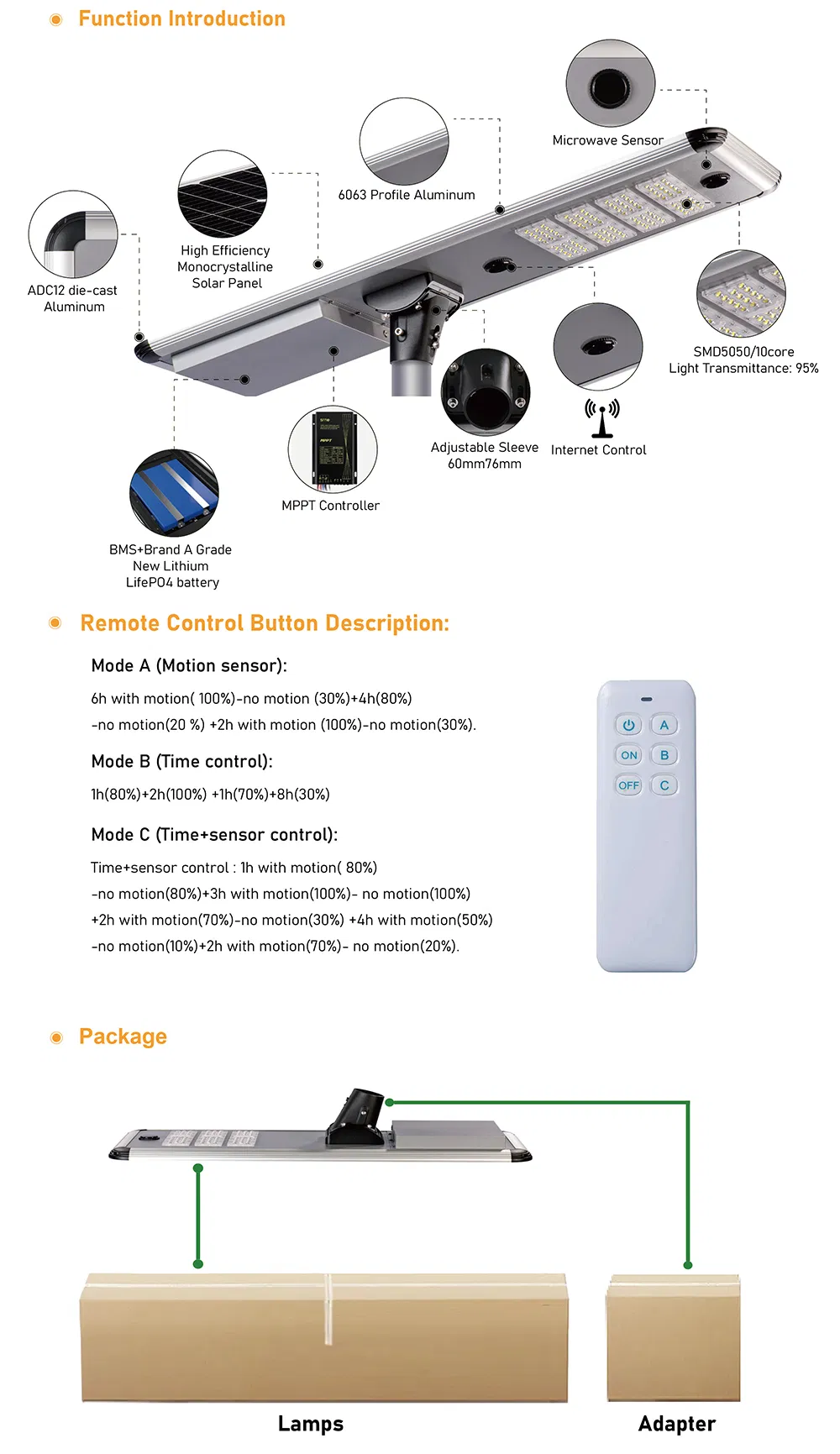 Luz de calle solar LED