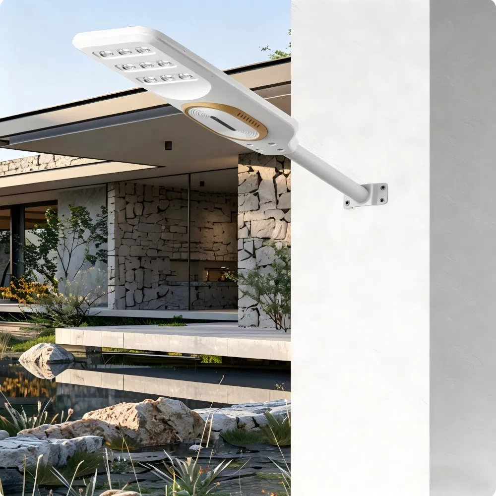 Luz Solar Callejera Todo-en-Uno Mono SMD5054 Perlas de Lámpara 2713lm 30000mAh LiFePO4 Batería 5V28W