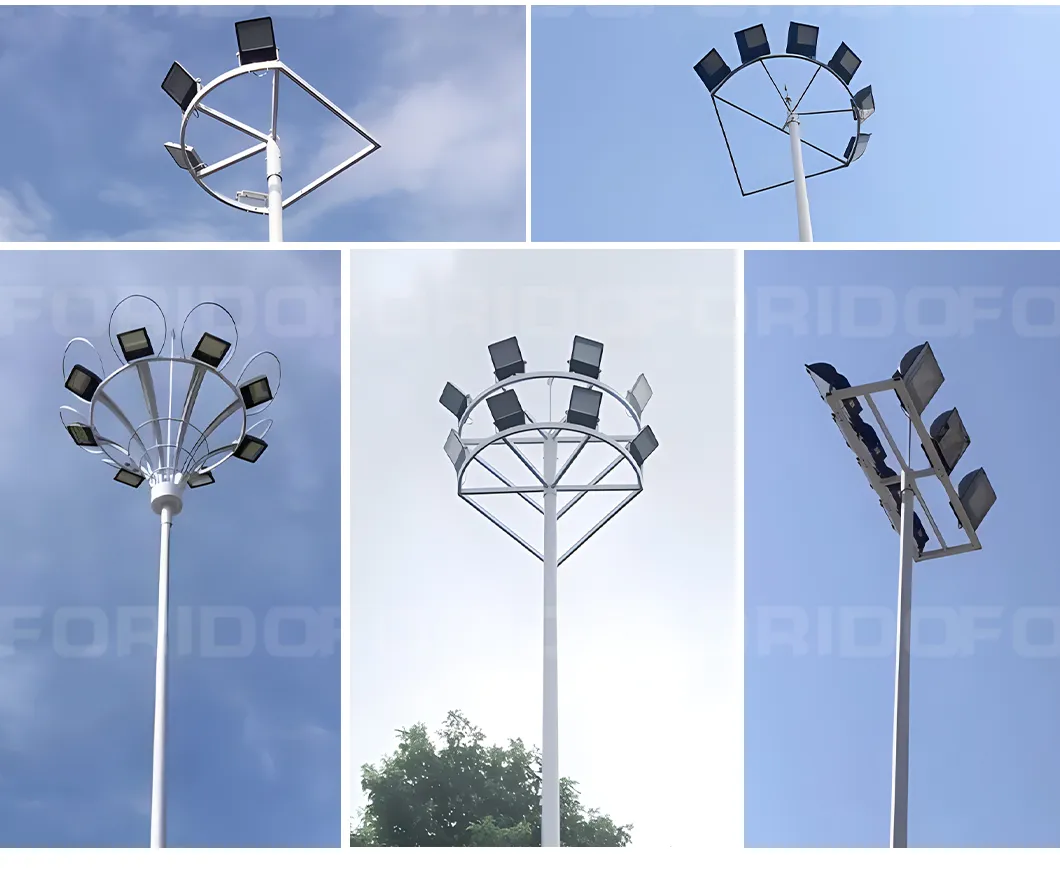 8m/15m/20m/25m/30m/35m Iluminación Exterior Luz de Alto Mástil Galvanizada para Estadio de Fútbol Cancha de Baloncesto