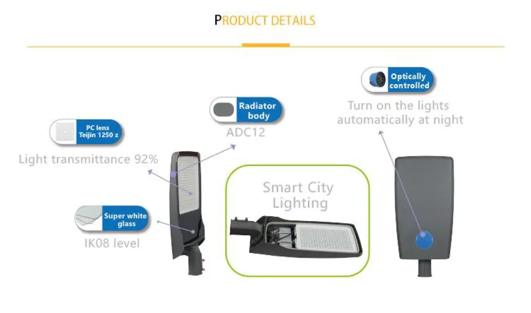 Lámpara de calle sensor Zhaga luz inteligente luminaria LED para calle
