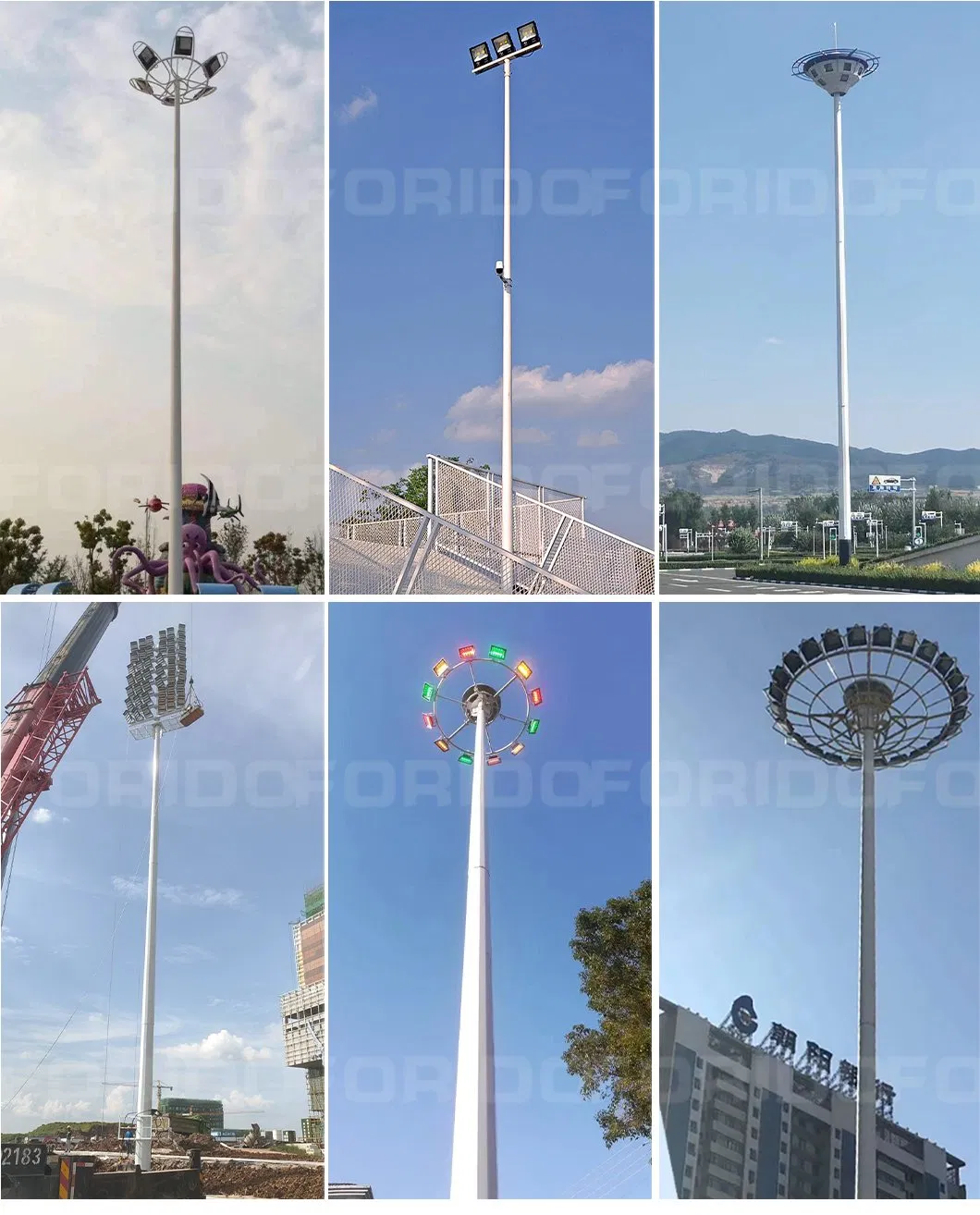 8m/15m/20m/25m/30m/35m Iluminación Exterior Luz de Alto Mástil Galvanizada para Estadio de Fútbol Cancha de Baloncesto