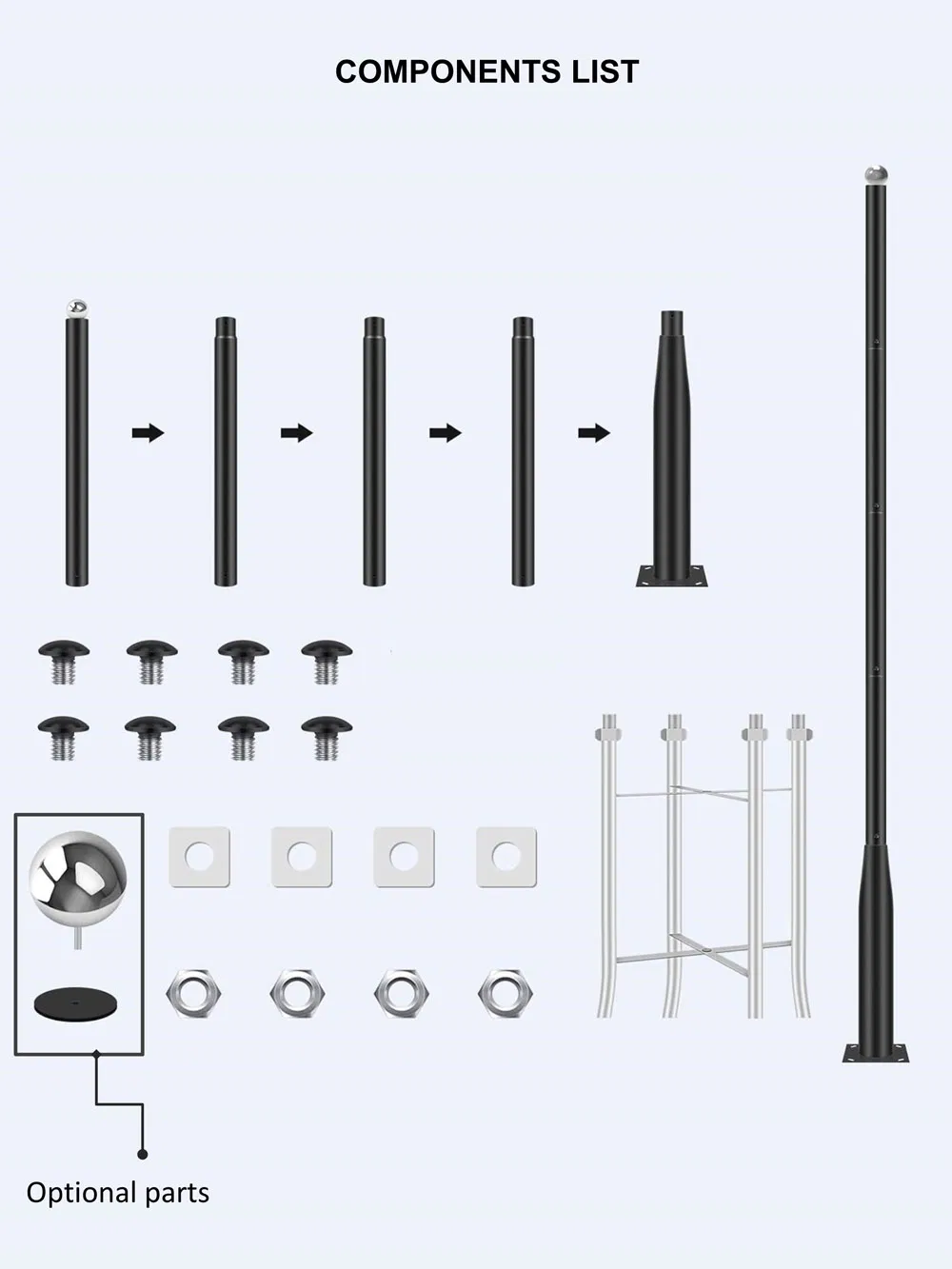 Tipo de División 3 Poste Metálico Galvanizado de Q235 Metro de Altura para Luces LED de Montaje Superior