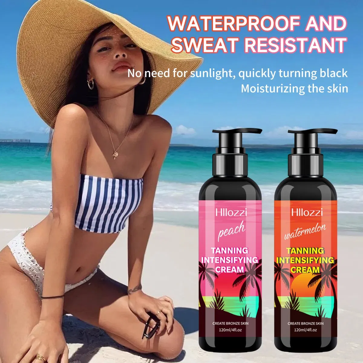 Creme Autobronzeador de Melancia de Marca Própria, Bronzeado Duradouro para a Pele, Loção Corporal Autobronzeadora, Suprimento de Cuidados com a Pele de Salão