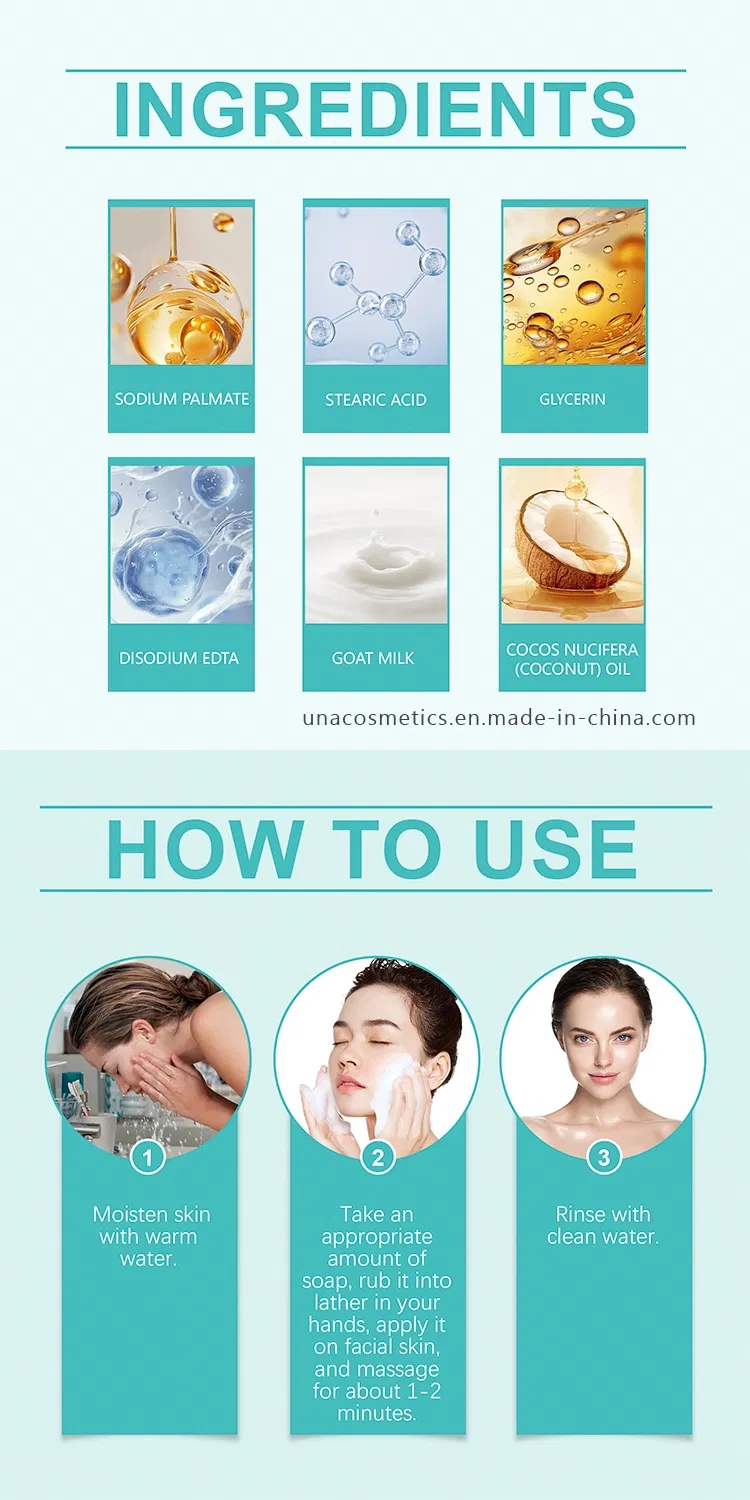 Sabonete Facial de Leite de Cabra - Óleo de Coco para Limpeza Profunda, Melhora a Pele Facial, Fórmula Suave