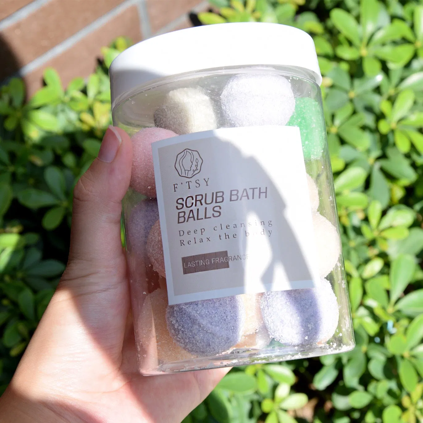 Bolas de Esfoliação Natural para Banho com Logo Personalizado, Limpeza Suave, Clareamento, Esfoliante de Açúcar para Cuidados Corporais