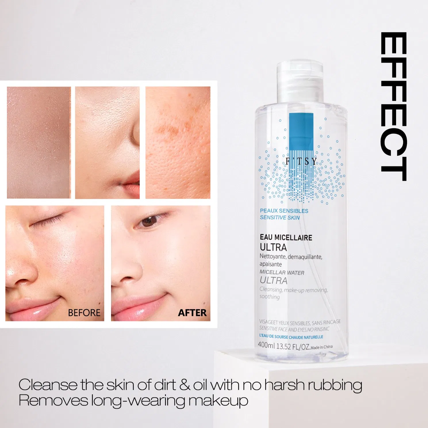 Água Micelar Facial Personalizada para Limpeza Hidrata a Pele Removedor de Maquiagem