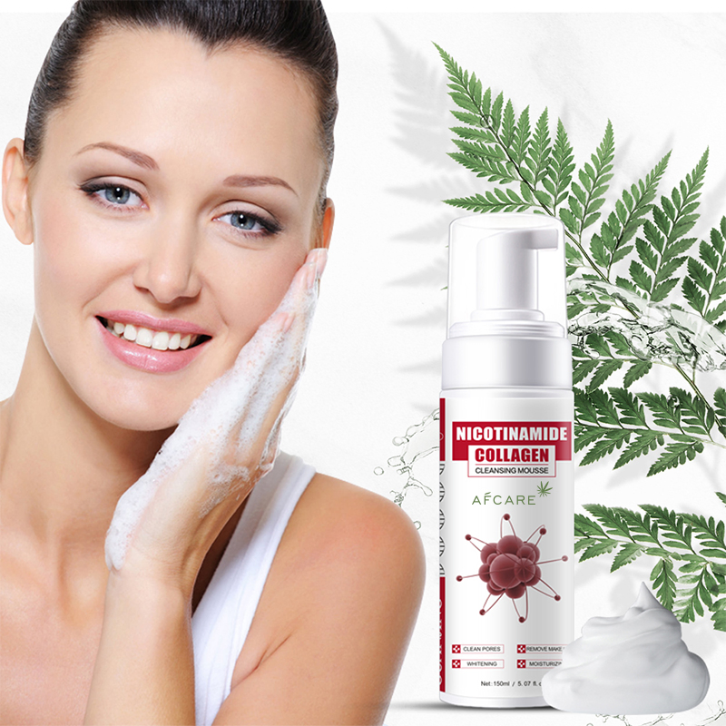 Mousse de Limpeza com Nicotinamida Lavagem Facial Espumante Diária Removedor de Espinhas e Limpador de Poros Faciais