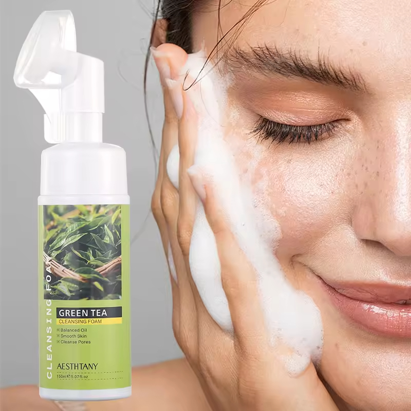 OEM ODM Hidrocótilo Centella Chá Verde Manteiga de Karité Mucina de Caracol Leite de Cereja Arroz Leite de Coco Cuidados com a Pele Espuma Facial