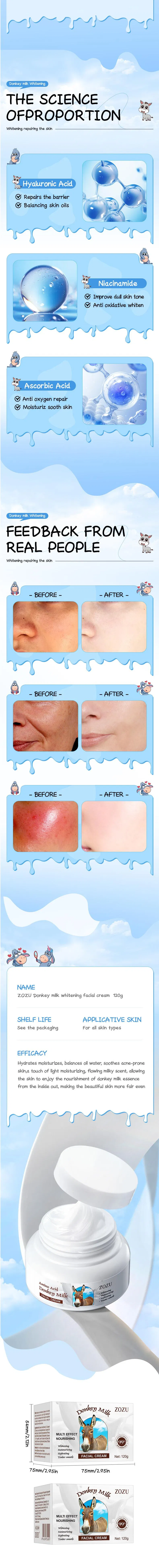 Creme Facial Hidratante Antienvelhecimento Clareador e Iluminador com Leite de Burra