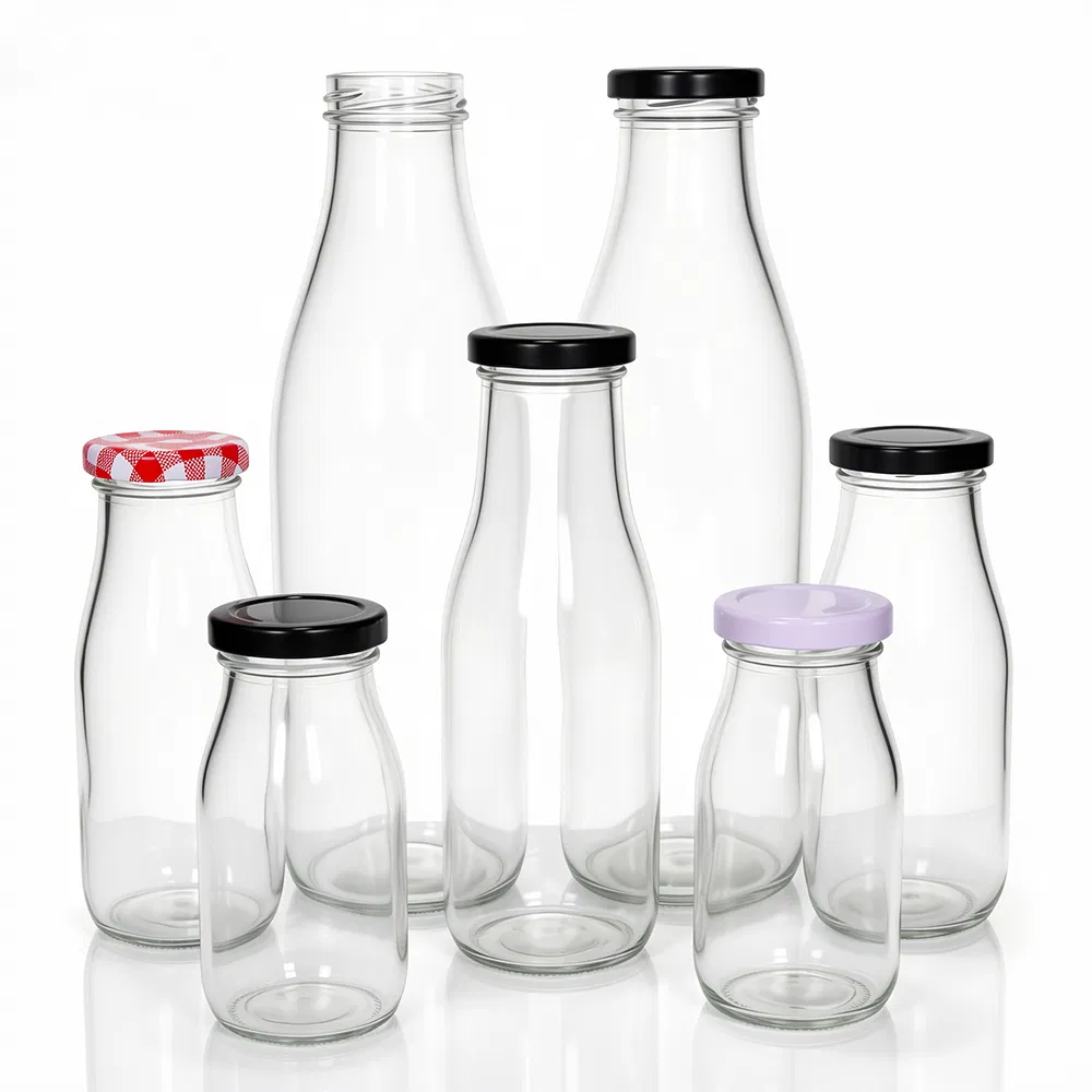 Preço de Fábrica 8oz 250ml Impressão de Logo Quadrado Garrafa de Vidro Vazia para Iogurte Geléia Leite para Suco