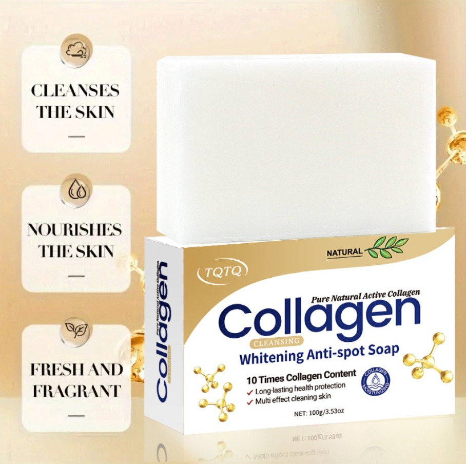 Produtos de limpeza para a pele no atacado e varejo, colágeno suave, nutritivo, clareador, hidratante, calmante, sabonete de limpeza com colágeno