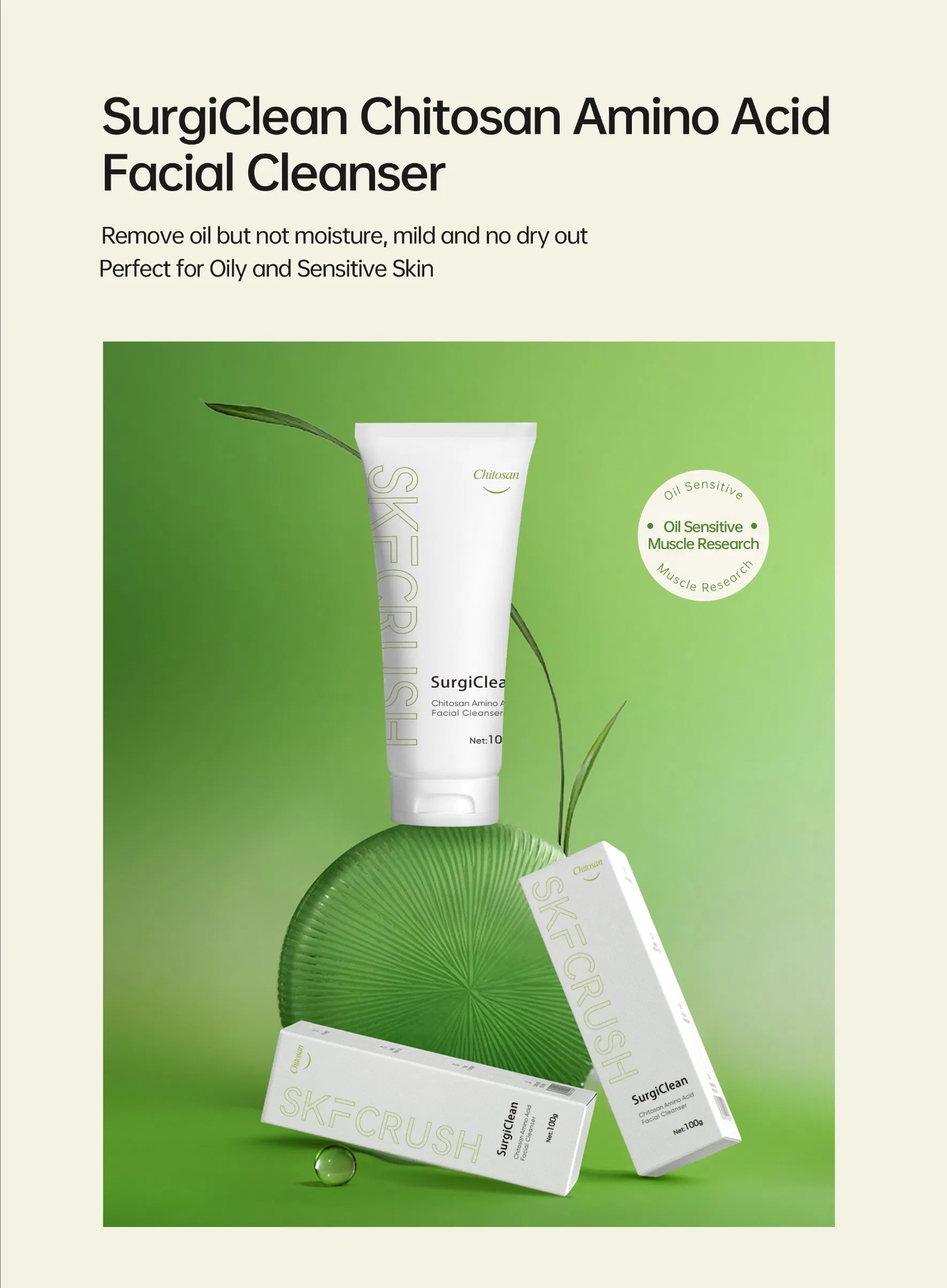 Novo Lançamento Skformula Lavagem Facial de Aminoácidos de Quitosana 100g