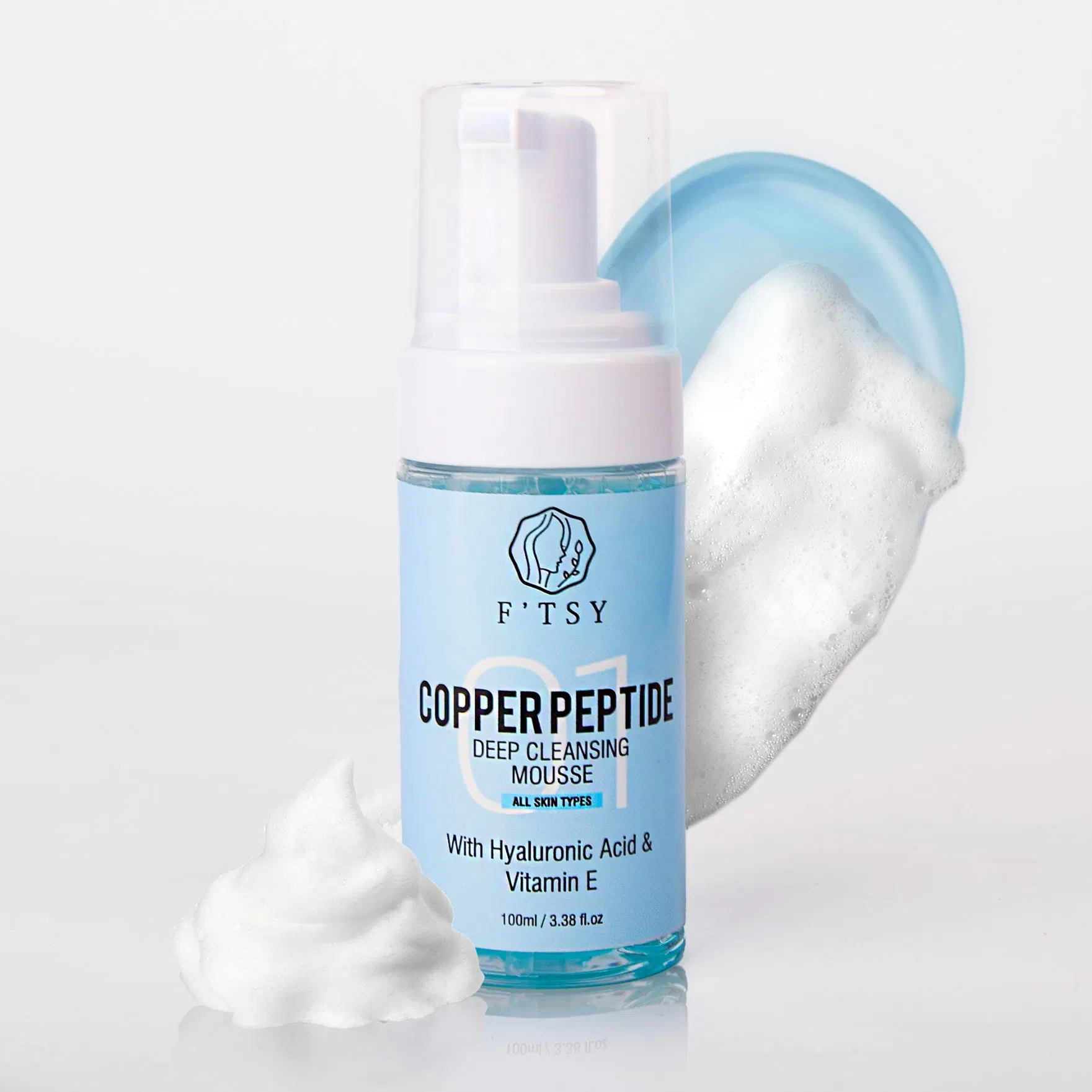 Mousse de Limpeza Orgânica de Ácido Hialurônico Atacadista Limpeza Profunda Clarear Lavagem Facial