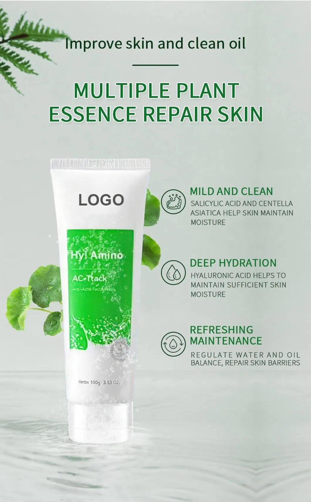 Este limpador facial profundo de ácido salicílico OEM ODM para poros