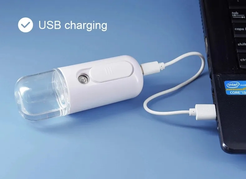Spray Mini Portátil Personalizado USB Hidratante para Limpeza Profunda da Pele Pulverizador de Névoa Nano Instrumento Facial Injetor de Oxigênio