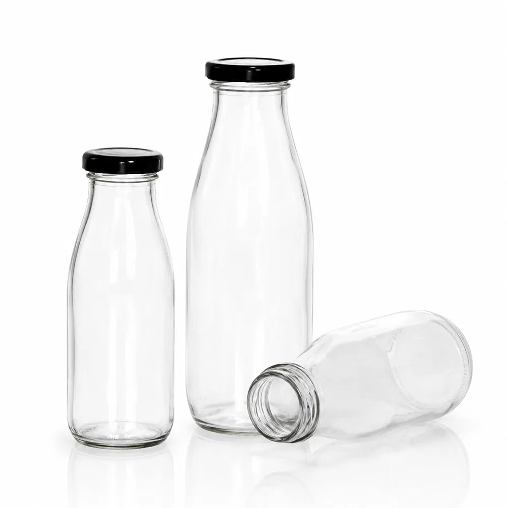 Preço de Fábrica 8oz 250ml Impressão de Logo Quadrado Garrafa de Vidro Vazia para Iogurte Geléia Leite para Suco