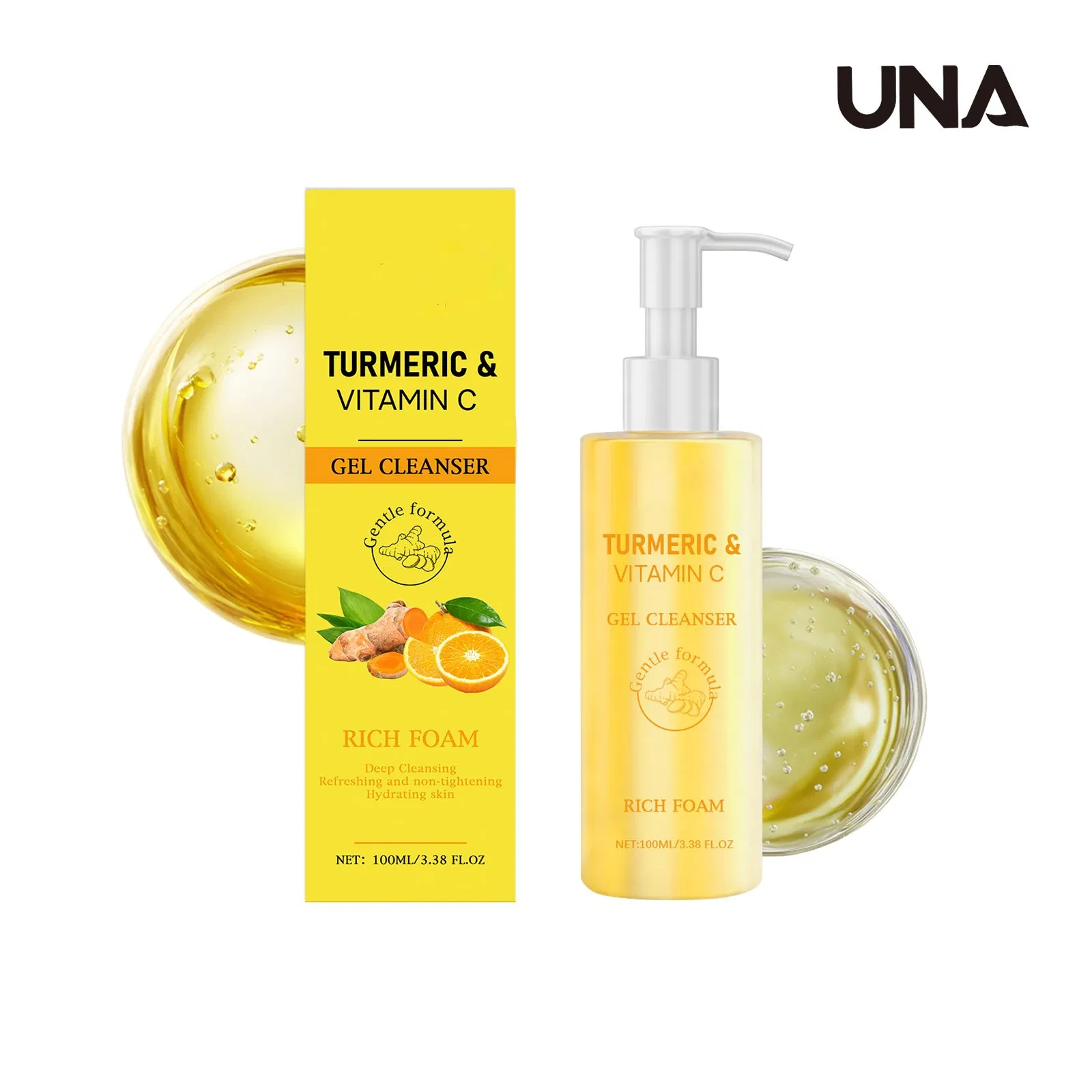 Leite de Limpeza de Cúrcuma - Refrescante, Hidratante, Nutritivo e Amigável para a Pele, Delicado, Cuidado Suave para Limpeza Facial