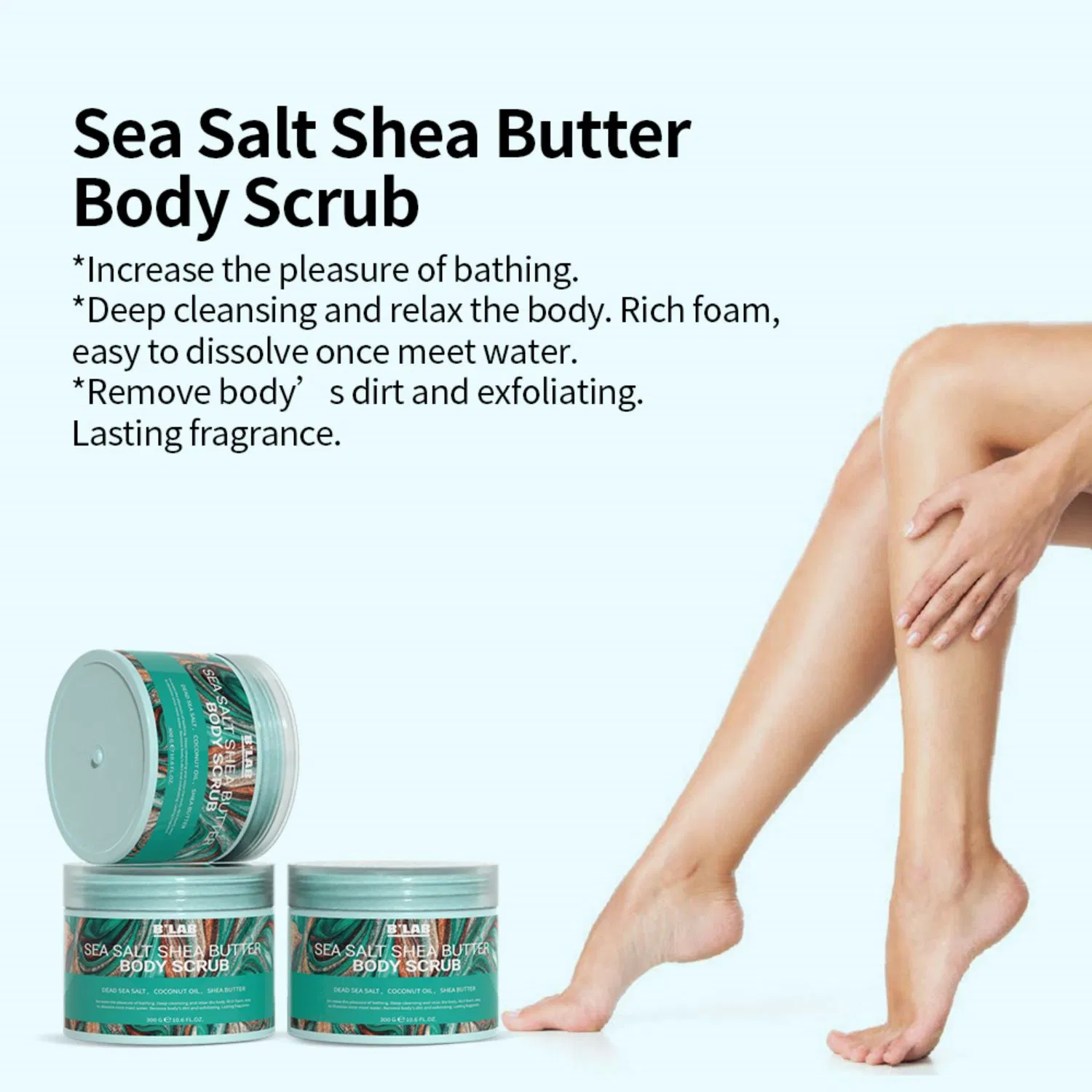 Melhor Fornecedor Esfoliante Corporal Vegano Natural Orgânico Hidratante de Sal Marinho e Manteiga de Karité