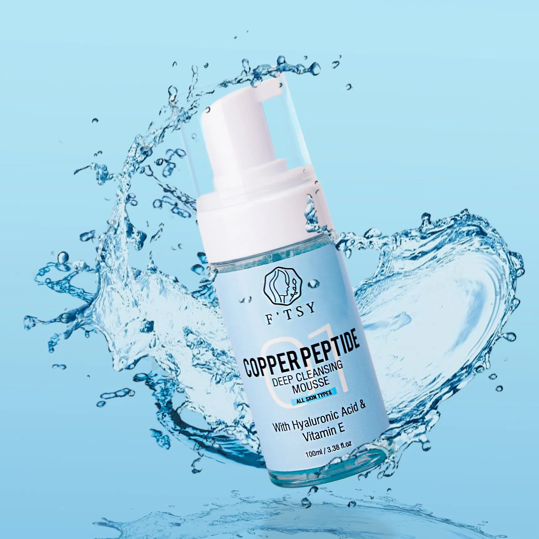 Mousse de Limpeza Hidratante de Ácido Hialurônico Orgânico Natural de Marca Própria Limpeza Refrescante para o Rosto