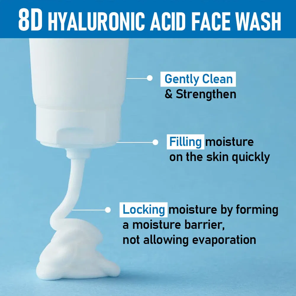 8d Leite de Limpeza com Ácido Hialurônico Limpeza Profunda Lavagem Facial Diária