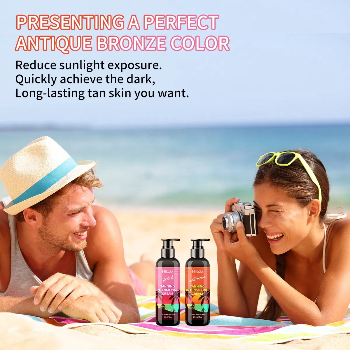 Creme Autobronzeador Hidratante de Fragrância de Melancia para Atacado, Loção Corporal Bronzeadora Sem Sol
