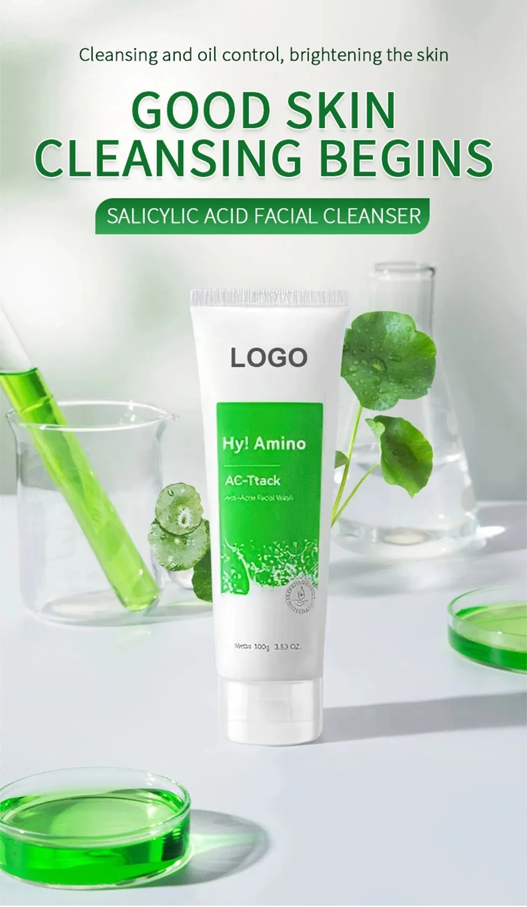 Este limpador facial profundo de ácido salicílico OEM ODM para poros