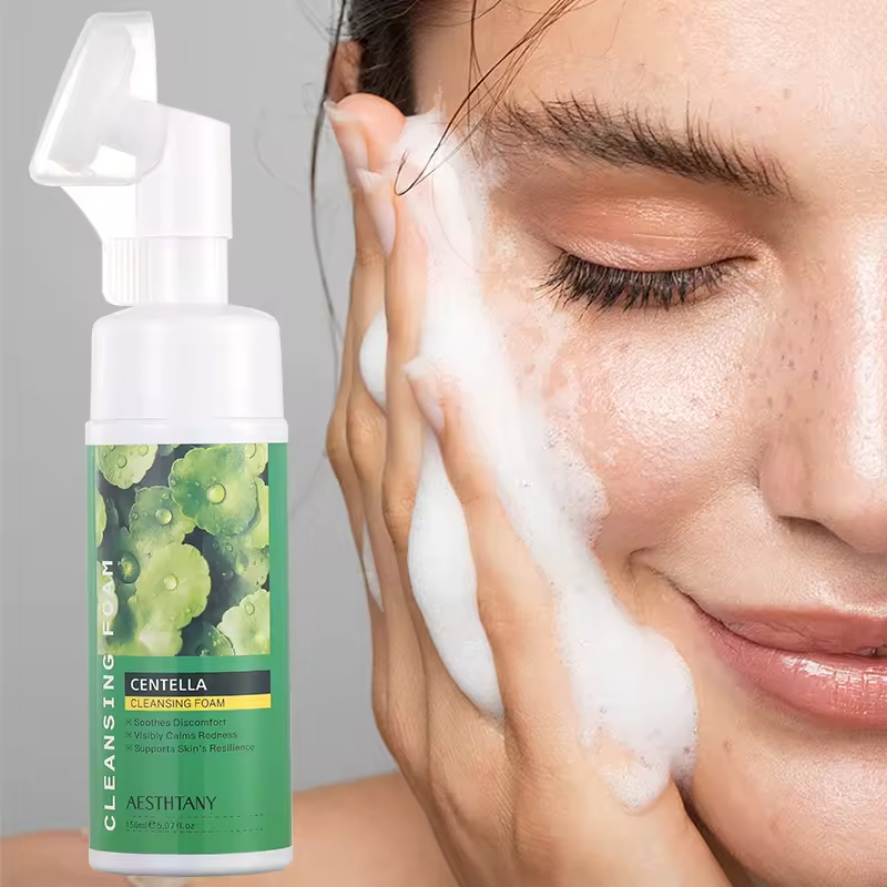 OEM ODM Hidrocótilo Centella Chá Verde Manteiga de Karité Mucina de Caracol Leite de Cereja Arroz Leite de Coco Cuidados com a Pele Espuma Facial