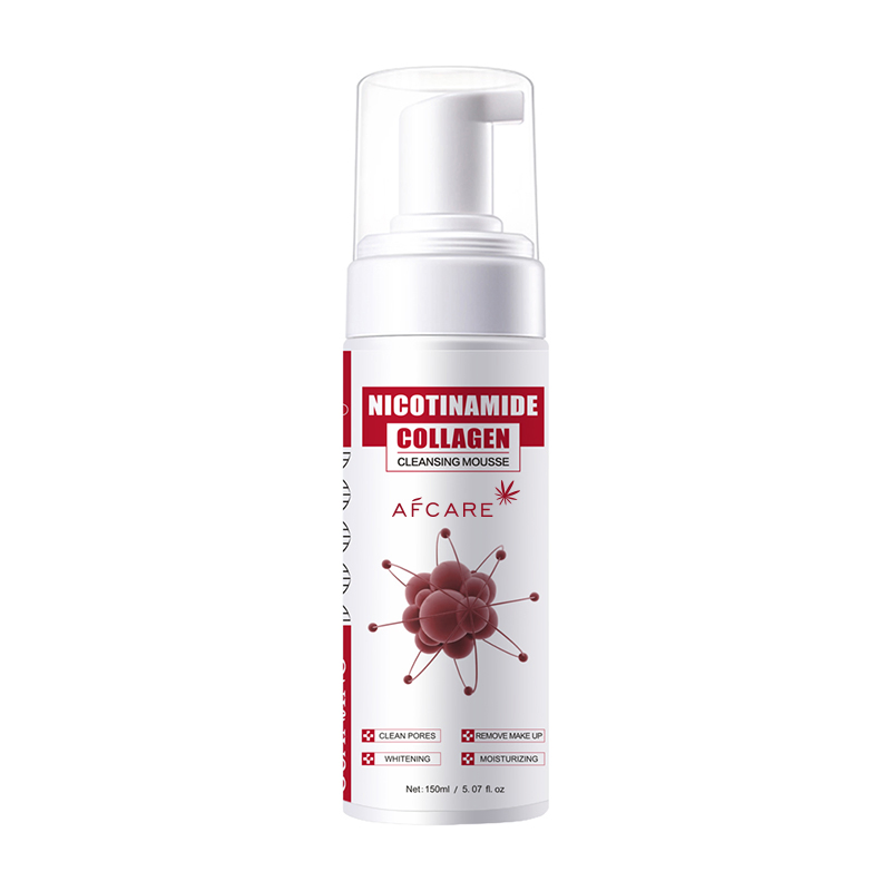 Mousse de Limpeza Facial de Nicotinamida com Marca Própria para Remoção de Acne e Cravos, Espuma de Lavagem Facial para Pele Oleosa