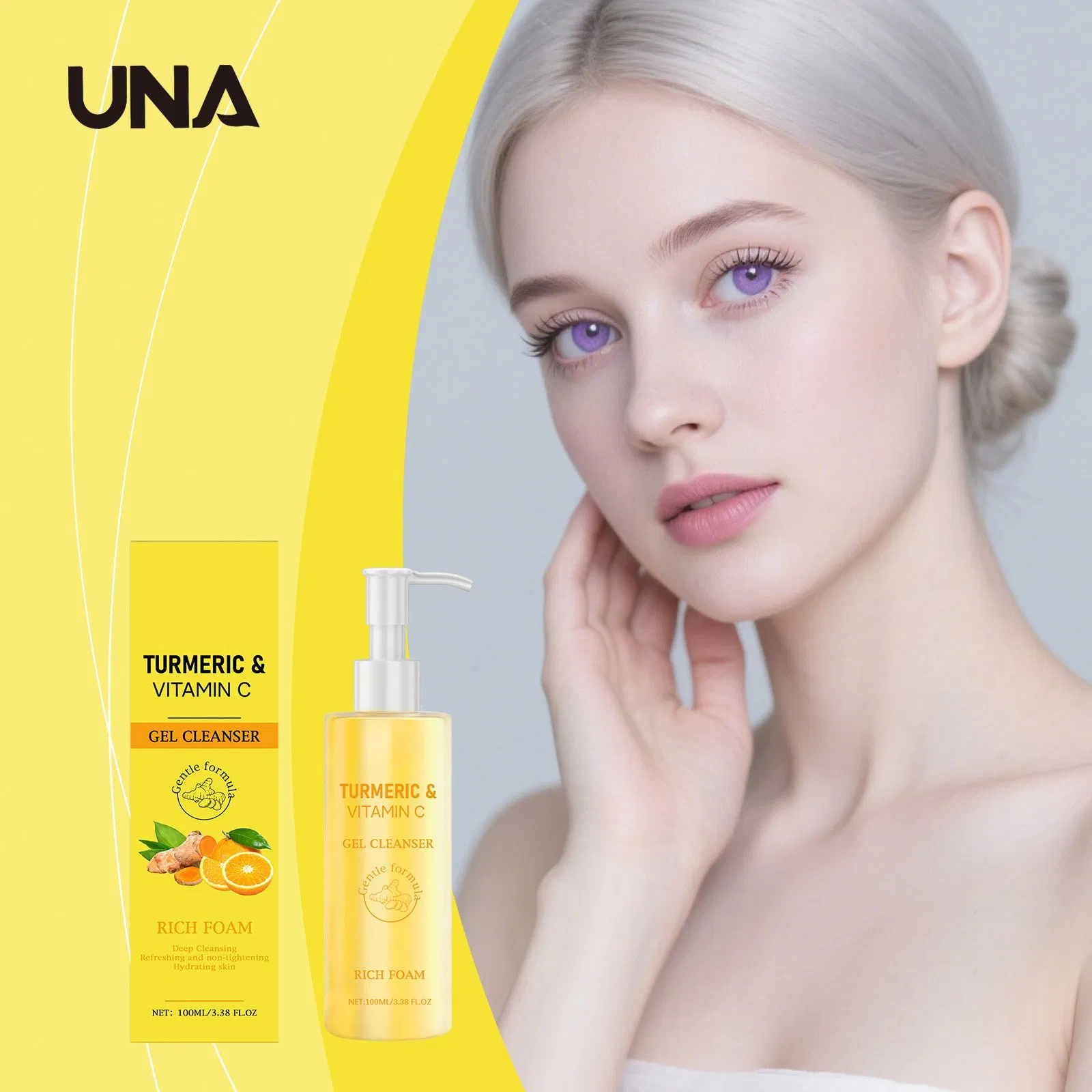 Leite de Limpeza de Cúrcuma - Refrescante, Hidratante, Nutritivo e Amigável para a Pele, Delicado, Cuidado Suave para Limpeza Facial