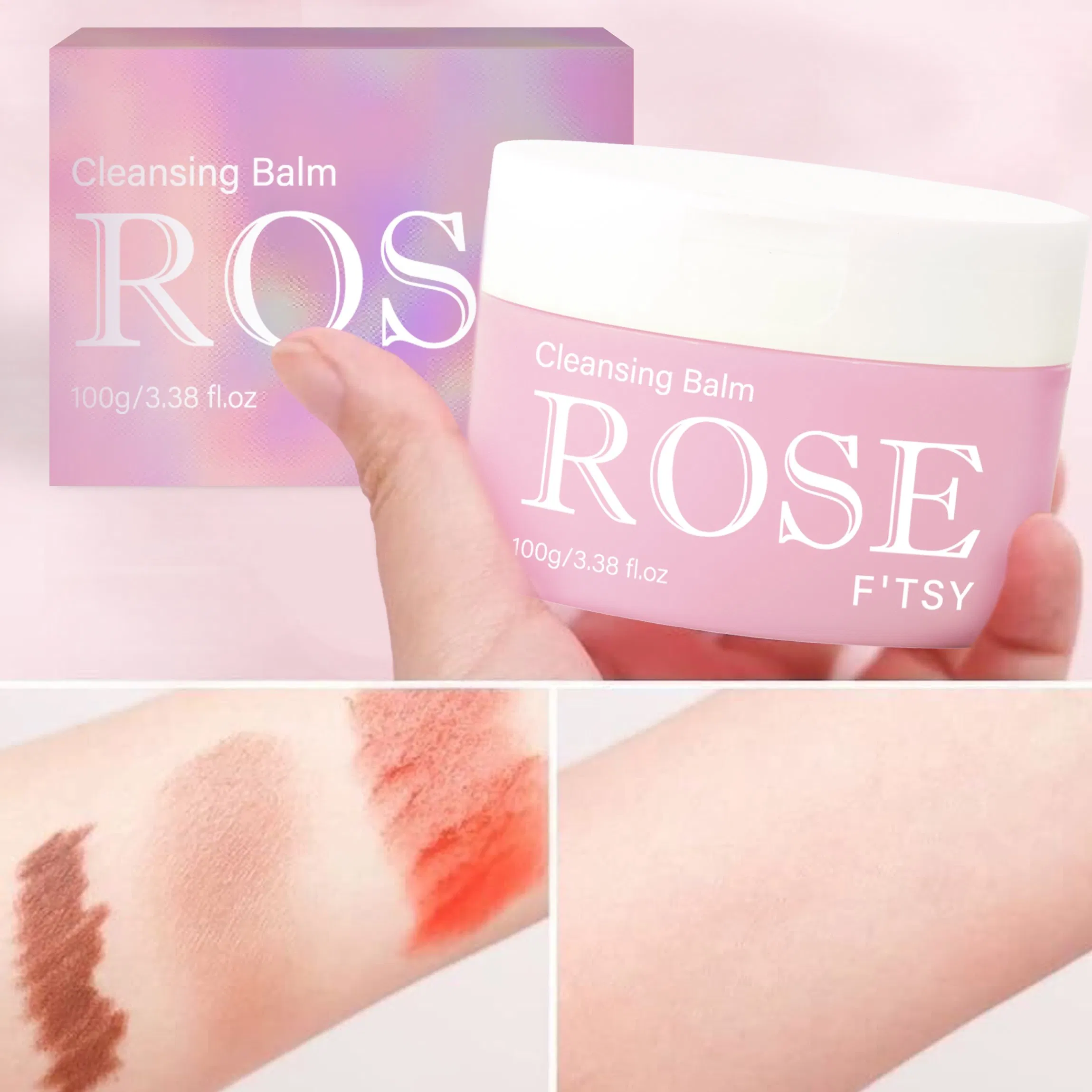 Bálsamo de Limpeza Rosa de Marca Própria Remoção Rápida de Maquiagem Bálsamo Facial Nutritivo de Limpeza