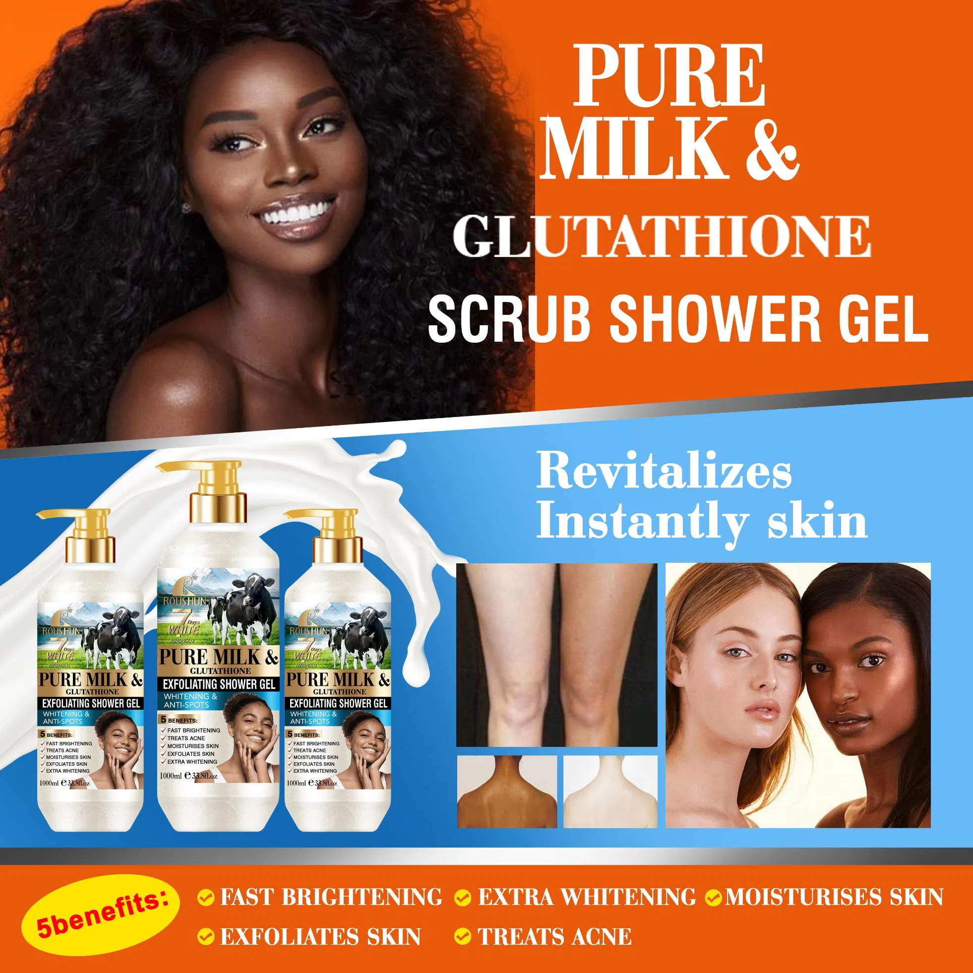 Roushun Limpador Orgânico Esfoliante Profundo para uma Pele Radiante
