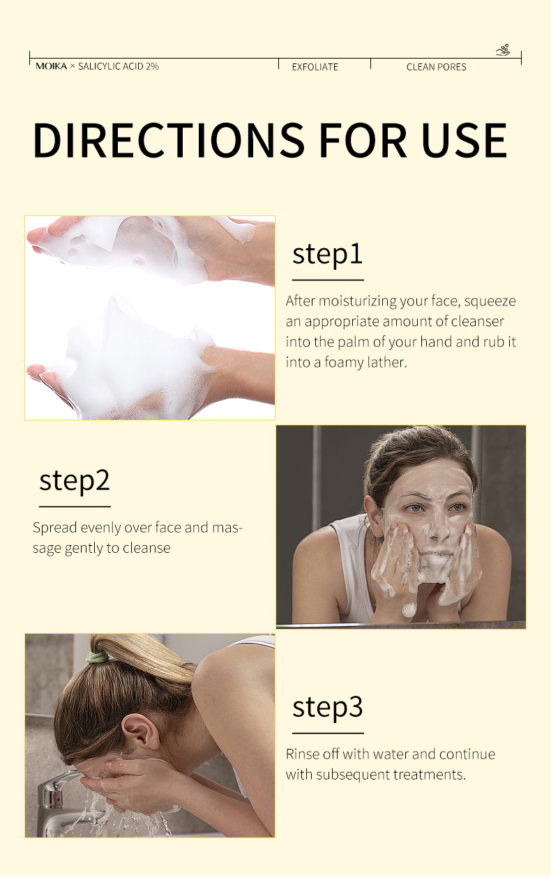 Limpeza com Ácido Salicílico para Remoção de Acne para Cuidados Diários com a Pele