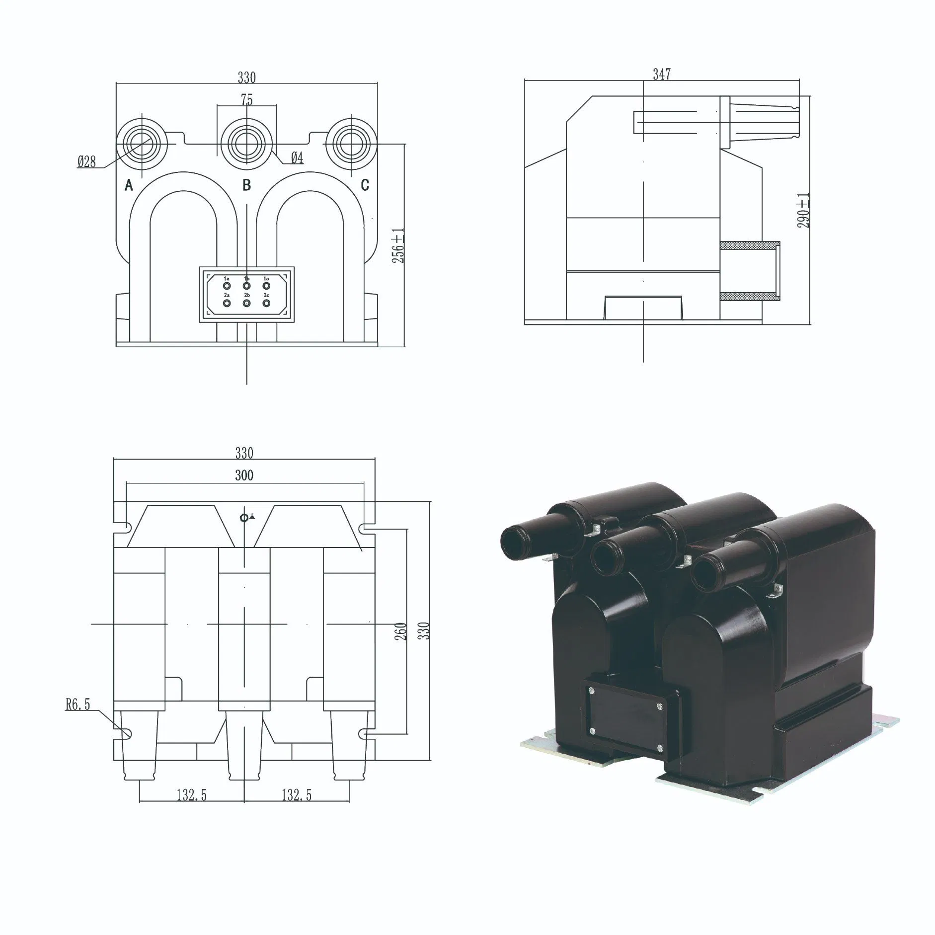 High Voltage Three Phase Instrument Transformer for Indoor Use