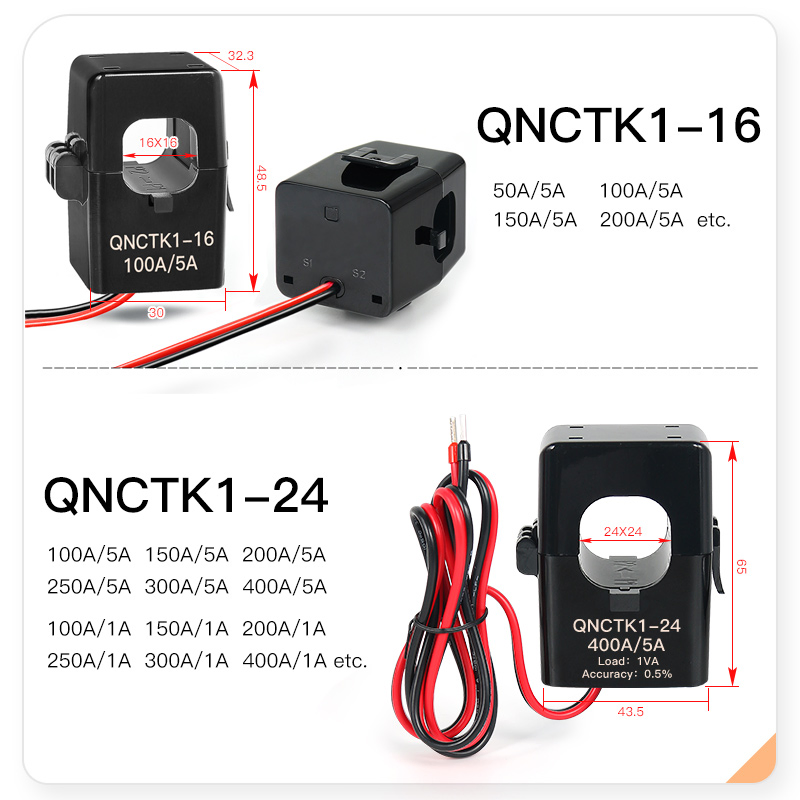 30A 50A 100A ~ 6000A Output 5A 1A 1V 333mv Open Type Sensor Clamp CT Split Core Current Transformer