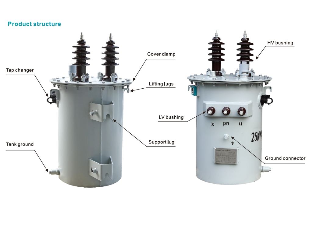 High Voltage Pole Mounted Single Phase Oil Immersed Electrical Power Distribution Transformer 1000kVA