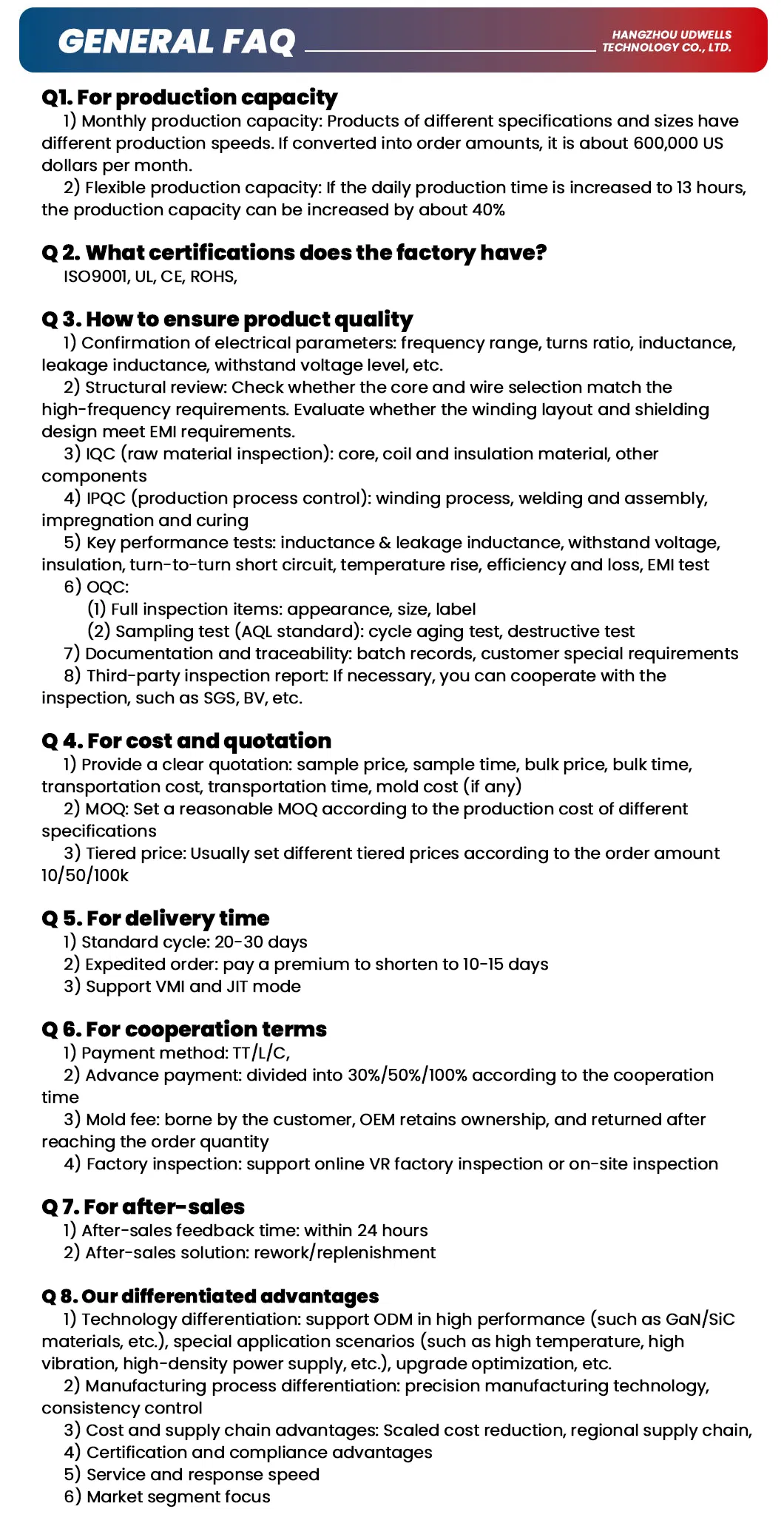 Specifications Table