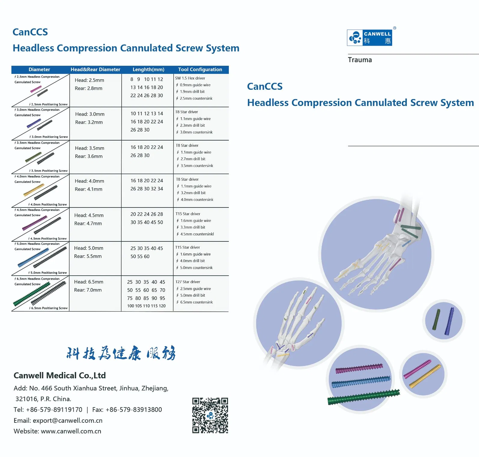 Headless Cannulated Orthopedic Compression Screws Trauma
