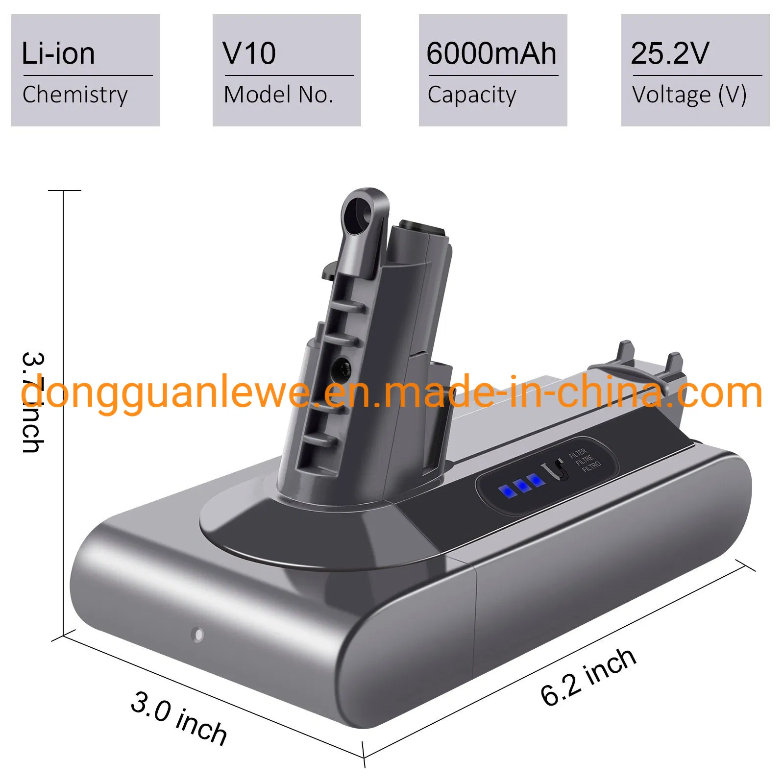 V10 Battery Replacement 25.2V 6000mAh for Dyson V10 Animal V10 Absolute V10 Motorhead V10 Fluffy V10 Total Clean Cordless Stick Vacuum Cleaner