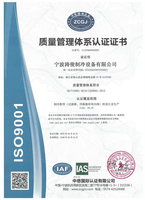 Taojun ISO 9001 detailed scope of certification document