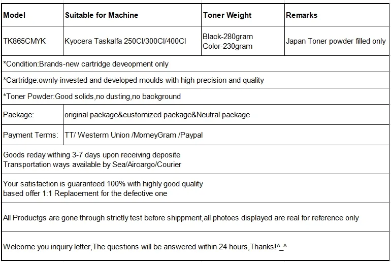 Tk865cmyk for Kyocera Taskalfa