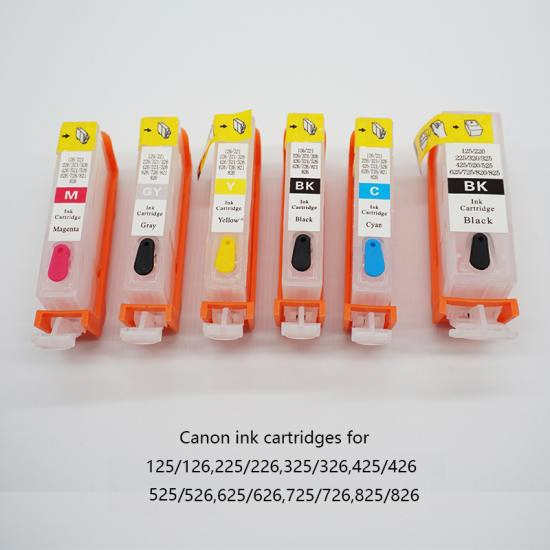 Canon Printer Compatible Refillable Ink Cartridges 125/126, 225/226, 325/326, 425/426, 525/526, 625/626, 725/726, 825/826 for Canon Inkjet Printers